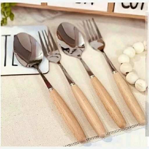 قاشق چنگال استیل ضدزنگ دسته بامبو