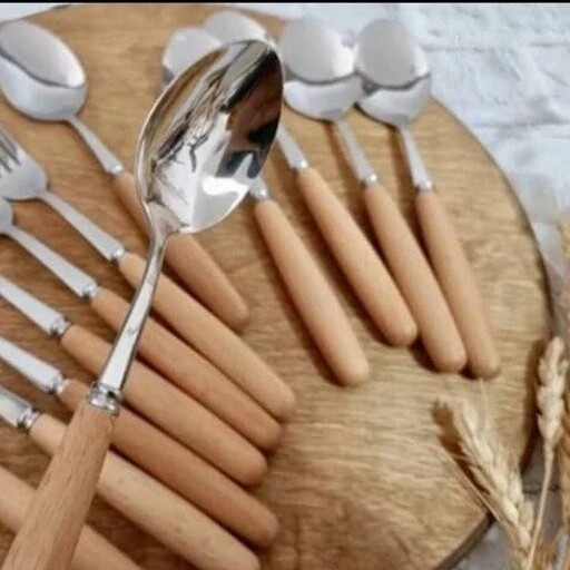 قاشق چنگال استیل ضدزنگ دسته بامبو