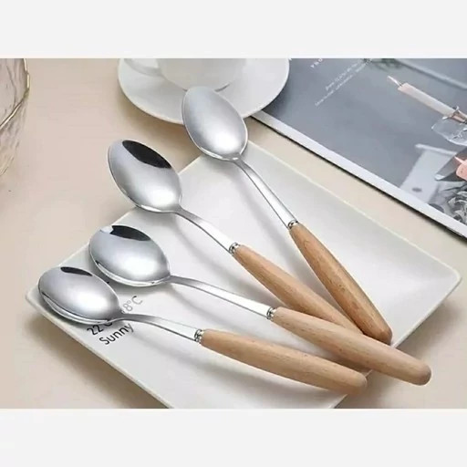قاشق چنگال استیل ضدزنگ دسته بامبو