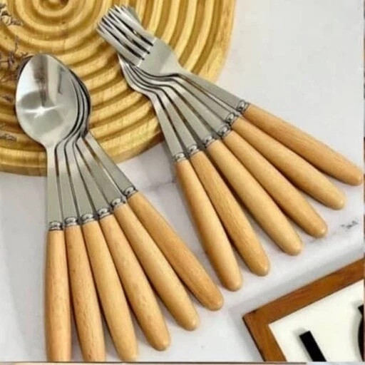 قاشق چنگال استیل ضدزنگ دسته بامبو