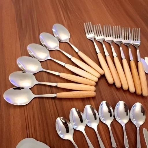 قاشق چنگال استیل ضدزنگ دسته بامبو