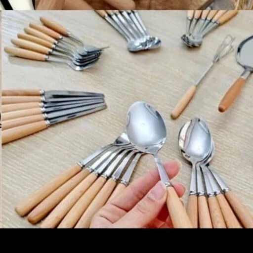 قاشق چنگال استیل ضدزنگ دسته بامبو