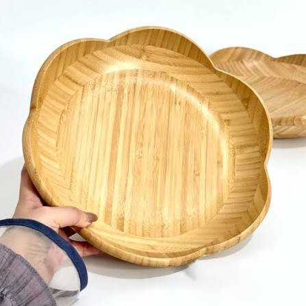میوه خوری و شیرینی خوری طرح گل تمام بامبو ضخیم دو دو سایز