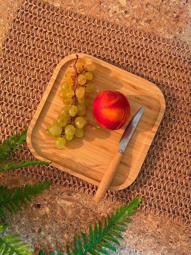 پیش دستی و بشقاب مربع و گرد تمام بامبو 20سانتی