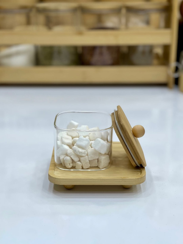 قندان پیرکس درب بامبو و رابروود مربع و گرد