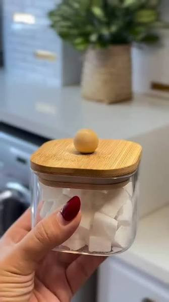 قندان پیرکس درب بامبو و رابروود مربع و گرد