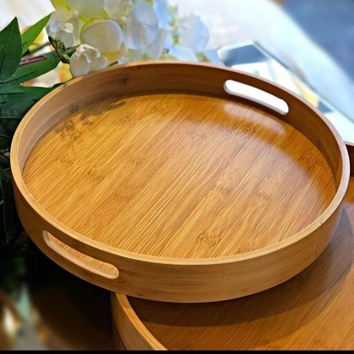 سینی ۴ تیکه گرد تمام بامبو دسته دار وارداتی باکیفیت و ضخیم