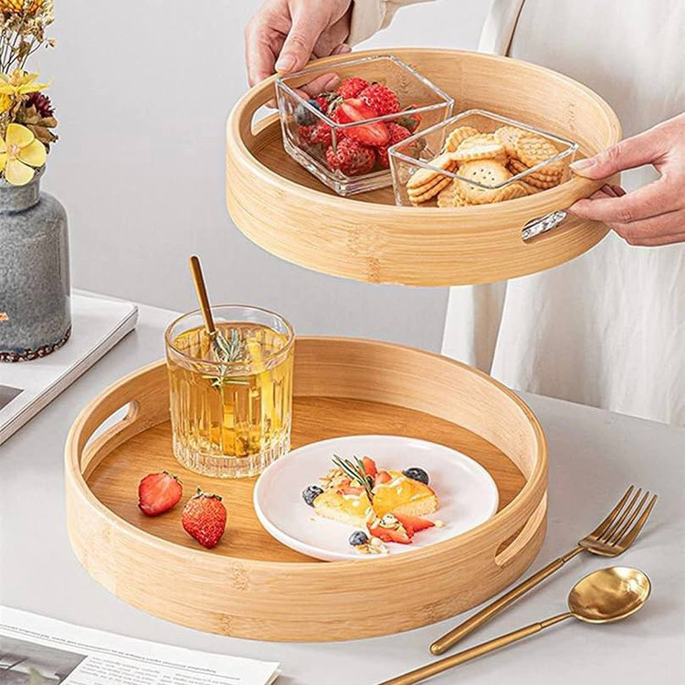 سینی ۴ تیکه گرد تمام بامبو دسته دار وارداتی باکیفیت و ضخیم